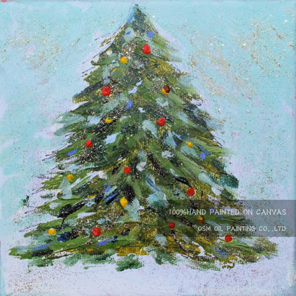 1000x1000 Top Artist Hand Painted High Quality Modern Christmas Tree Oil - Christmas Tree Painting On Canvas