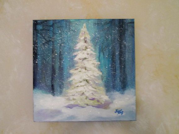 Christmas Tree Painting On Canvas at PaintingValley.com | Explore ...