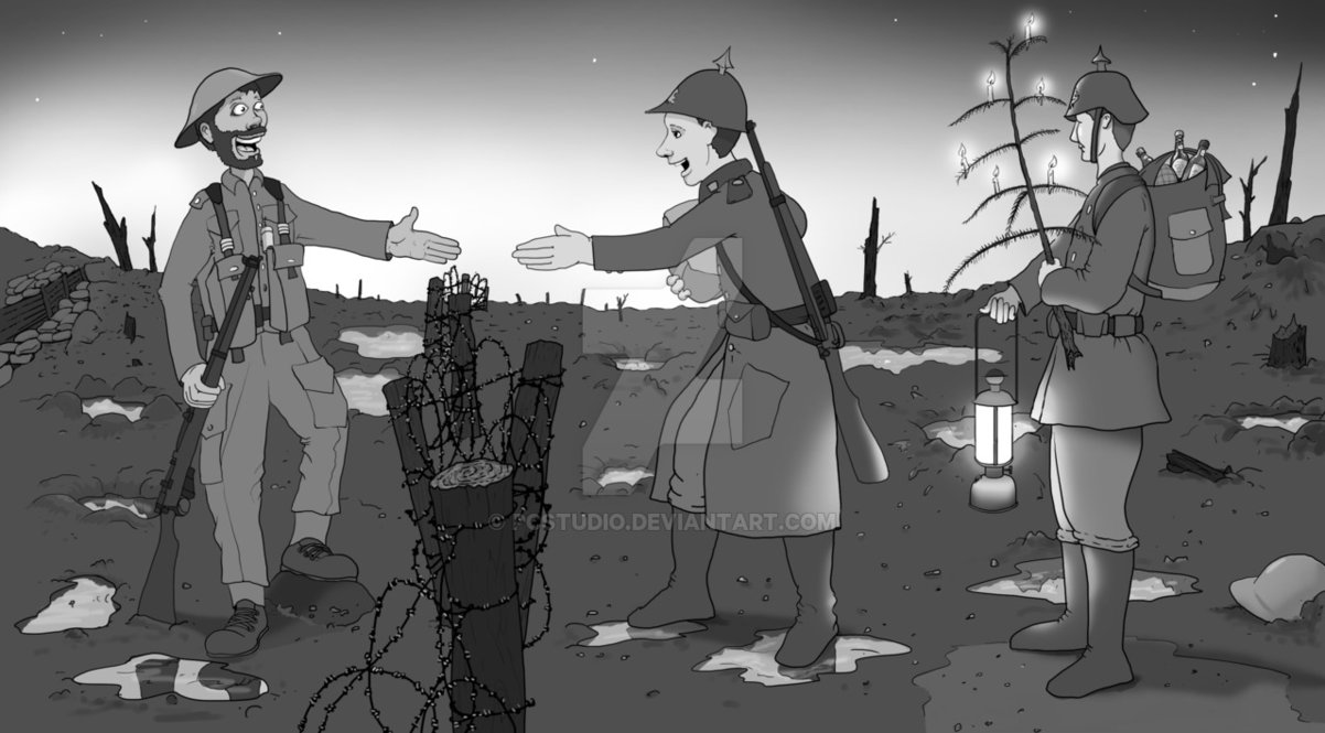 1202x665 Scene 3 A Christmas Truce By Pcstudio - Christmas Truce Painting