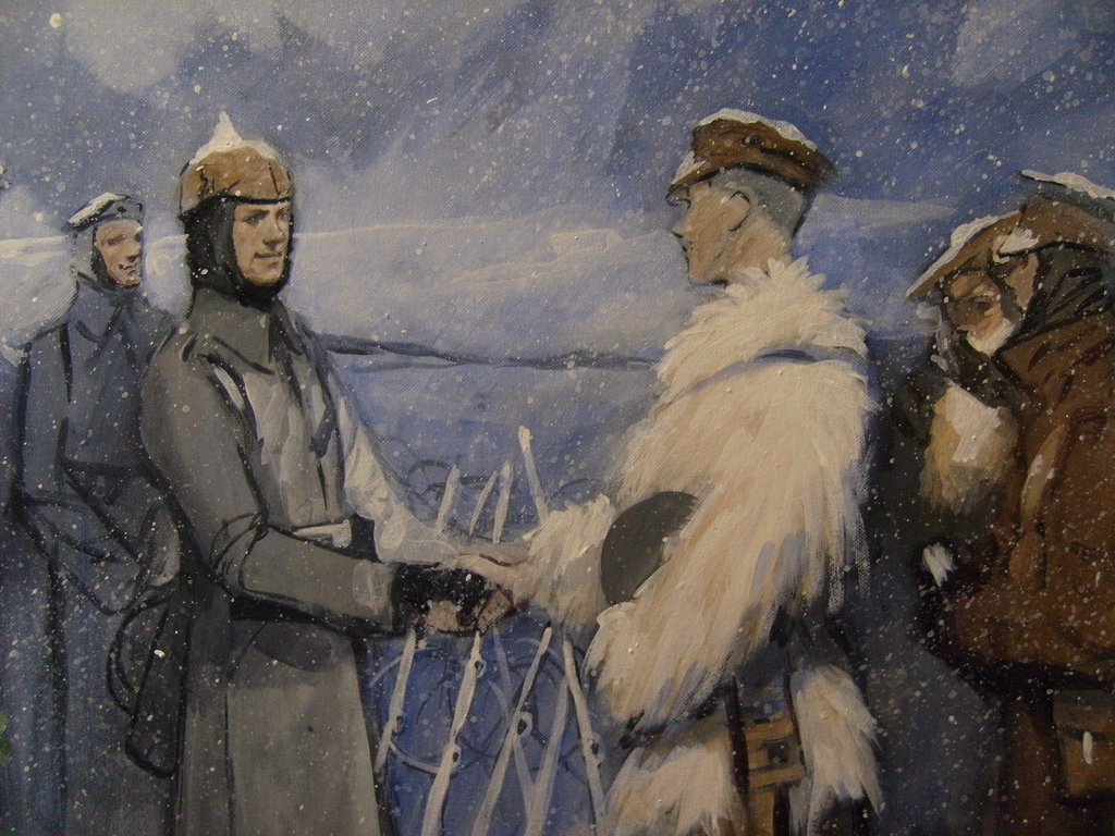 1024x768 Christmas Truce Ww1 ( Detail ) Technika Sh A366 Soren's Ww1 - Christmas Truce Painting