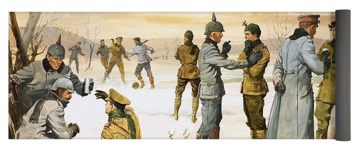 1171x500 British And German Soldiers Hold A Christmas Truce During - Christmas Truce Painting