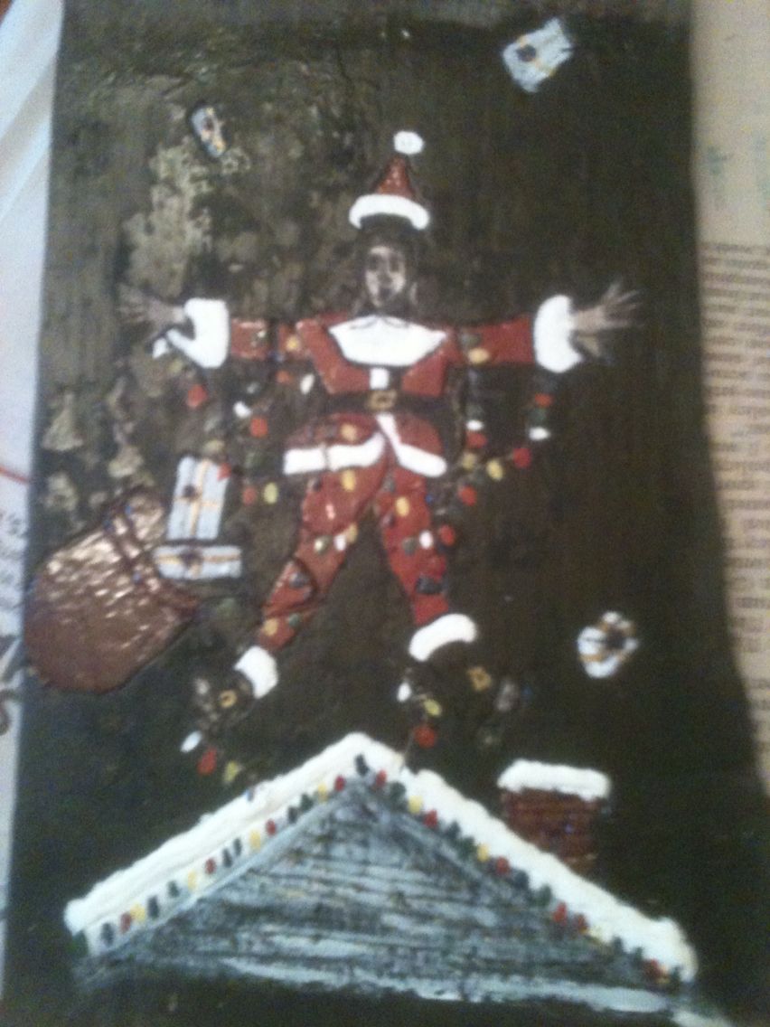 852x1136 Folk Art Painting On Found Mississippi River Driftwood Christmas - Christmas Vacation Painting