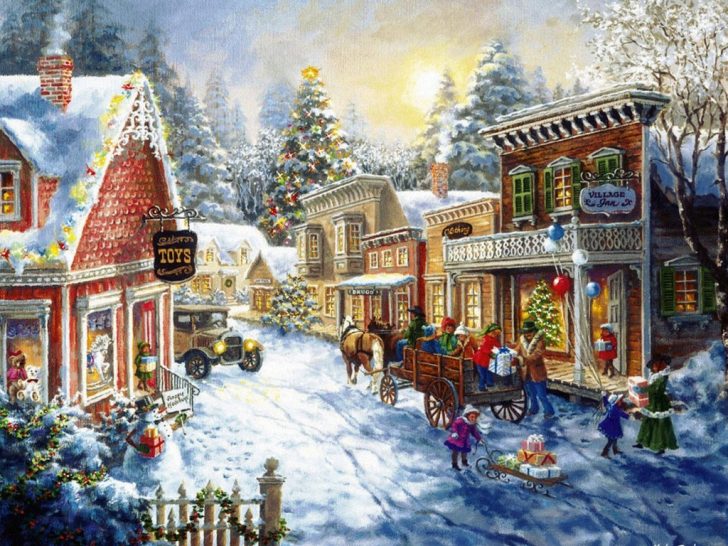 Christmas Village Painting at PaintingValley.com | Explore collection ...