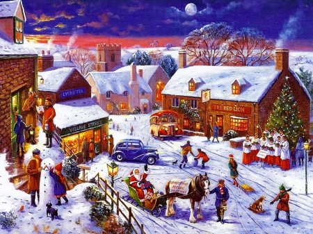 450x337 Christmas Village - Christmas Village Painting
