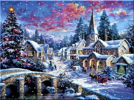 466x350 Christmas Village. (63 Pieces) Puzzles Gmk - Christmas Village Painting