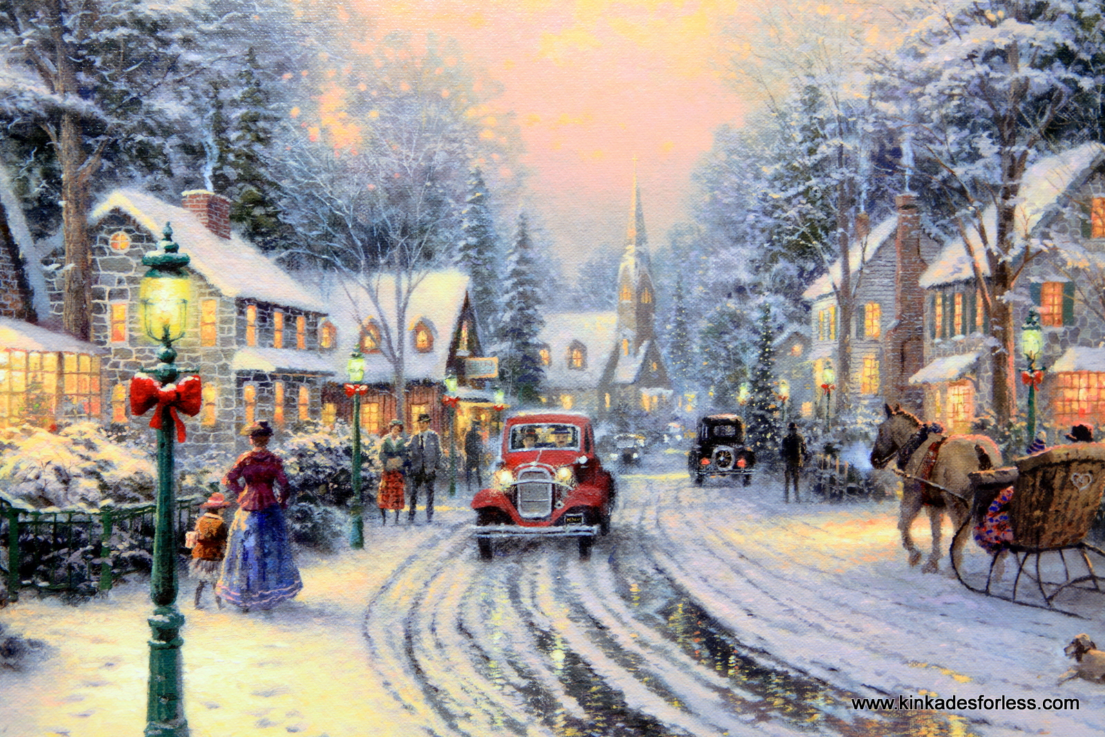 1600x1067 Thomas Kinkade Village Christmas Painting - Christmas Village Painting