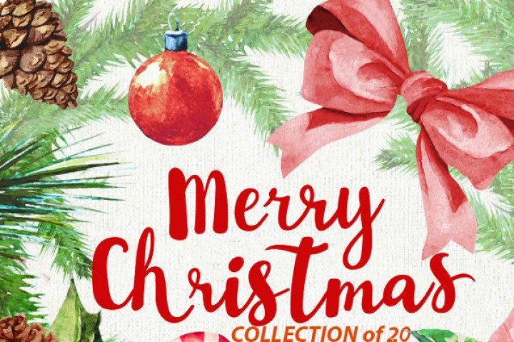720x479 Christmas Watercolor Clipart, New Year Decoration, Holiday Hand - Christmas Watercolor Painting