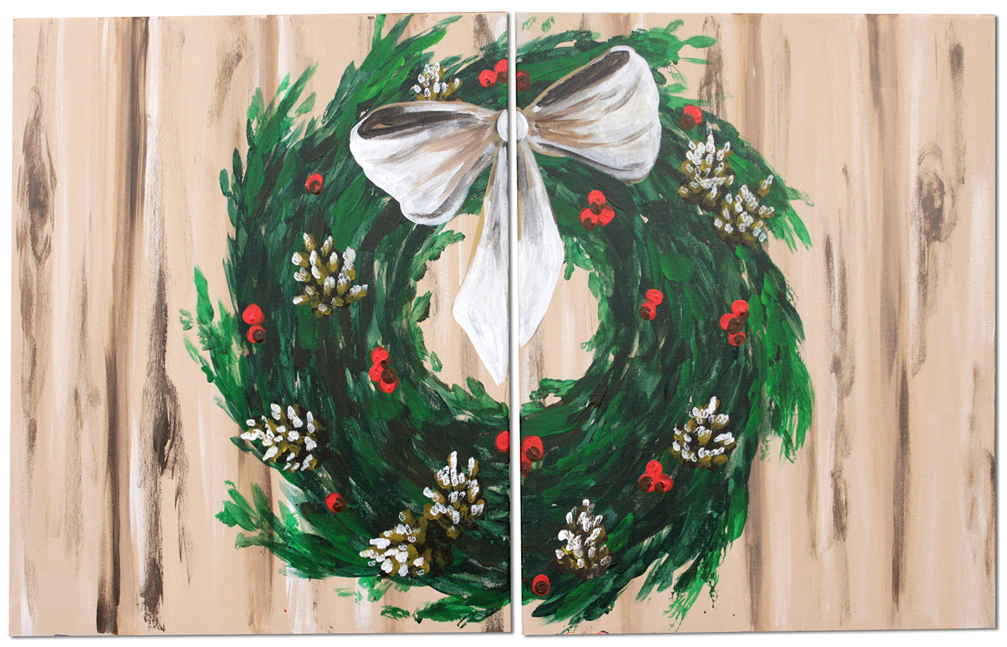 1426x916 Christmas Paintings Purple Easel - Christmas Wreath Painting