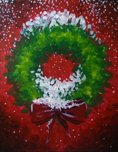 388x500 Paint Nite A Christmas Wreath - Christmas Wreath Painting