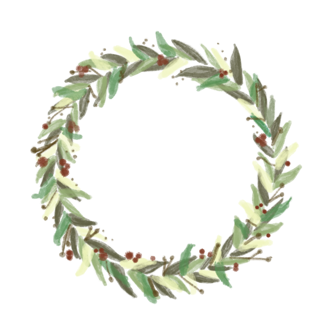 1166x1166 Painted Wreath Graphic - Christmas Wreath Painting