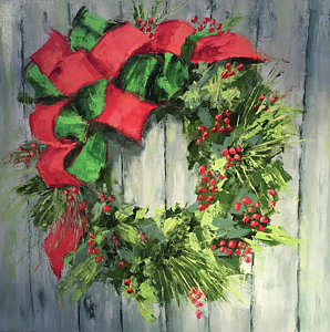 298x300 Christmas Wreath Paintings - Christmas Wreath Painting