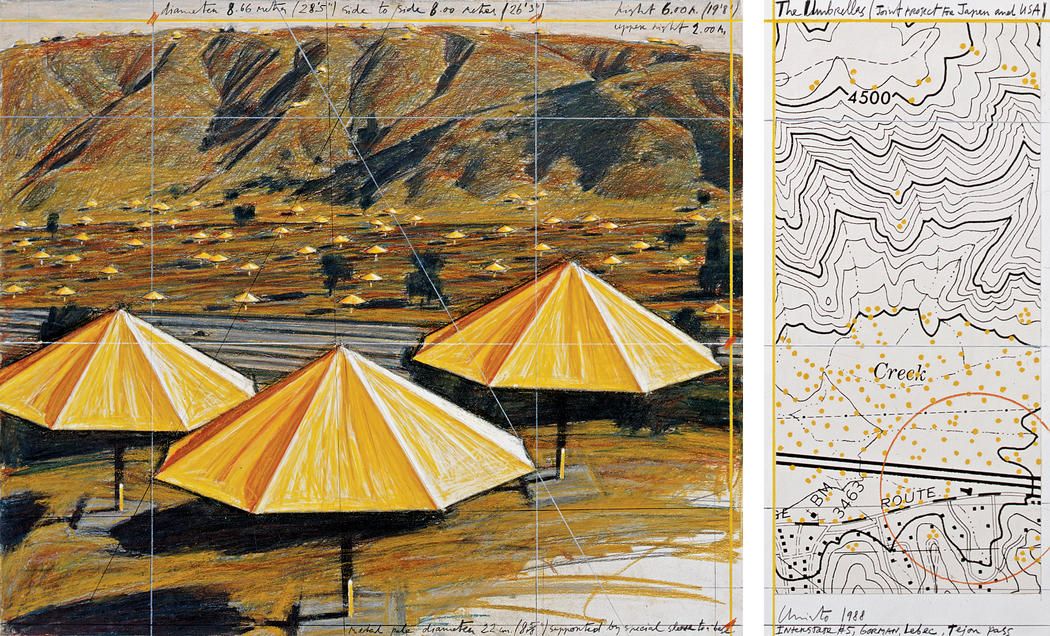 1050x636 The Umbrellas (Joint Project For Japan And Usa) Dessin L2s1 - Christo Painting