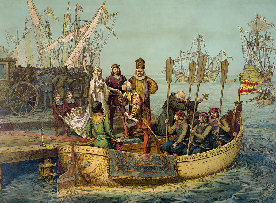900x664 Christopher Columbus Taking Leave Painting By American School - Christopher Columbus Painting