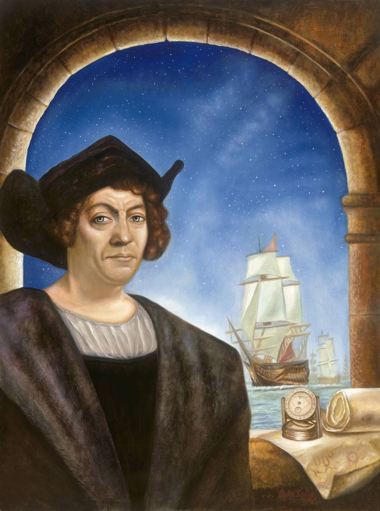 770x1035 Saatchi Art Christopher Columbus' Exclusive Portrait (Comes W - Christopher Columbus Painting