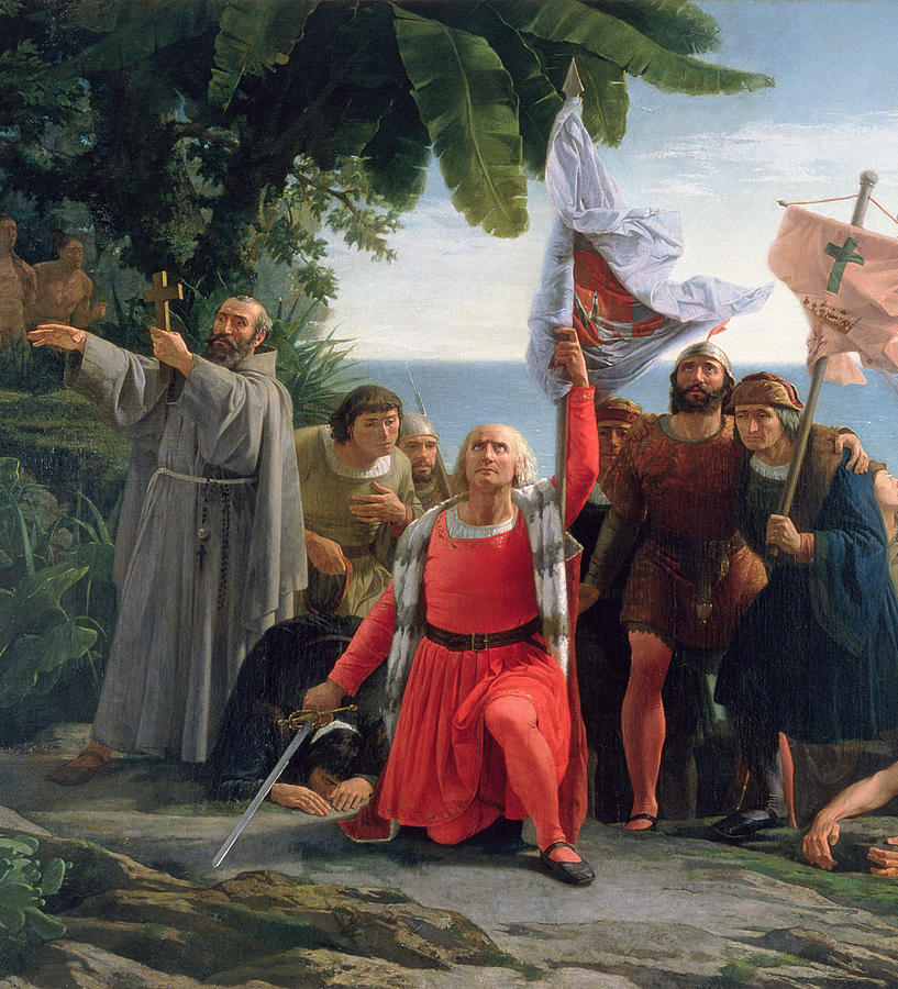 817x900 The First Landing Of Christopher Columbus In America Painting By - Christopher Columbus Painting