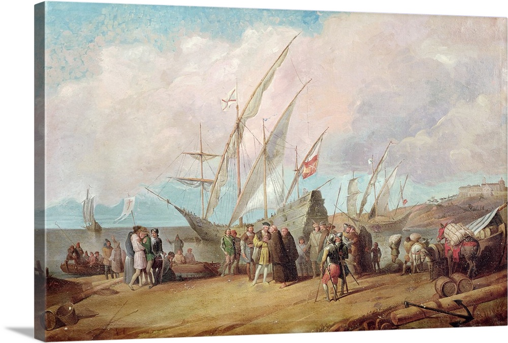 1000x676 Departure Of Christopher Columbus (1451 1506) From Palos Wall Art - Christopher Columbus Ship Painting