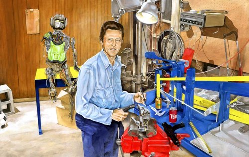 500x316 Christopher Walken Building A Robot In His Garage - Christopher Walken Painting
