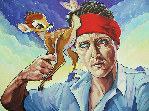 500x374 Christopher Walken Holding Bambi Like A Gun To His Head (Painting - Christopher Walken Painting
