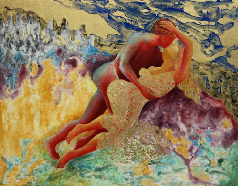 770x604 Saatchi Art Chromatic Composition No. 18, The Kiss Painting By - Chromatic Painting