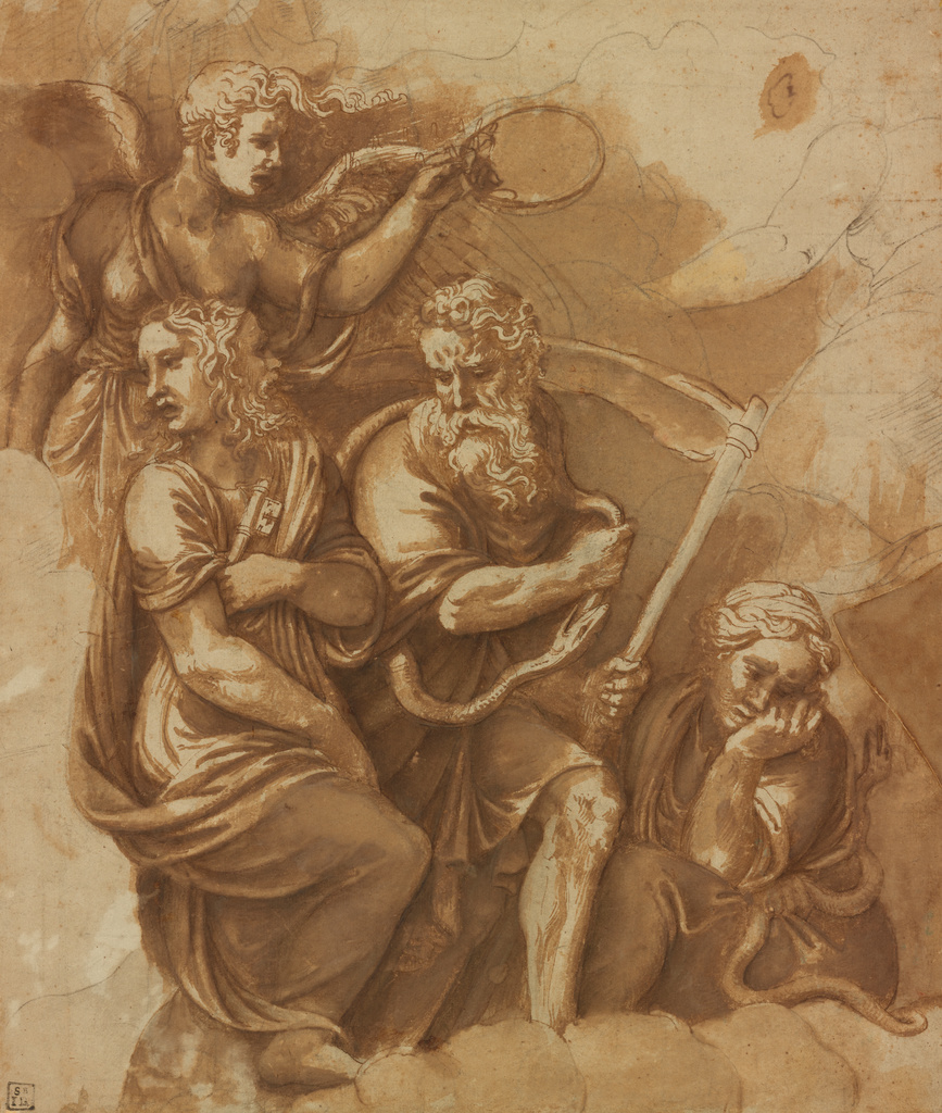 867x1024 Victory, Janus, Chronos And Gaea (Getty Museum) - Chronos Painting