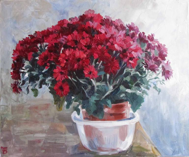 770x641 Saatchi Art Chrysanthemum Painting By Kateryna Bortsova - Chrysanthemum Painting