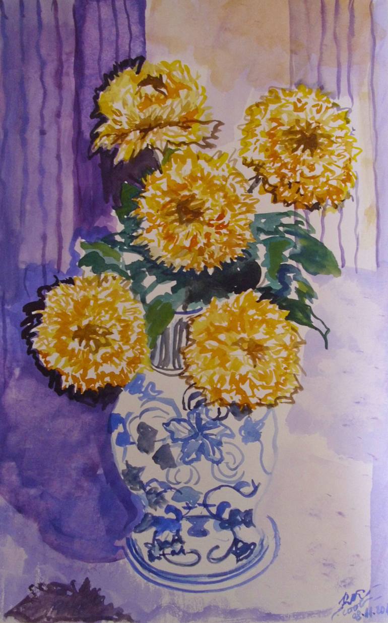 770x1234 Saatchi Art Chrysanthemum Painting By Rada Kacarevic - Chrysanthemum Painting