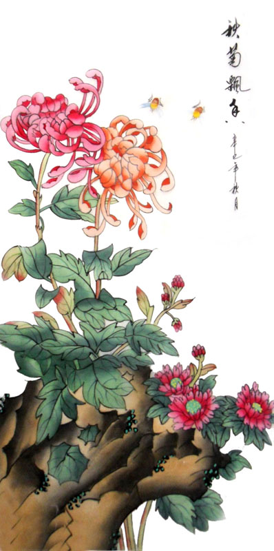 398x800 Chinese Chrysanthemum Paintings, Chinese Chrysanthemum Wall - Chrysanthemum Painting
