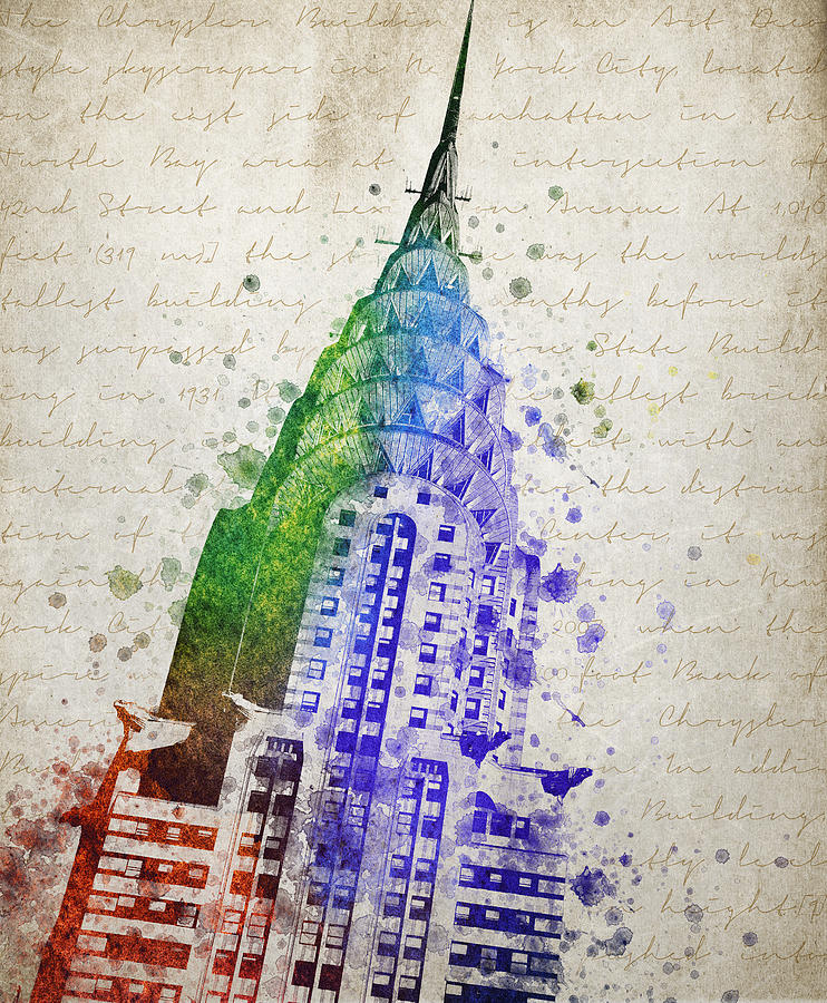 742x900 Chrysler Building Digital Art By Aged Pixel - Chrysler Building Art Deco Painting