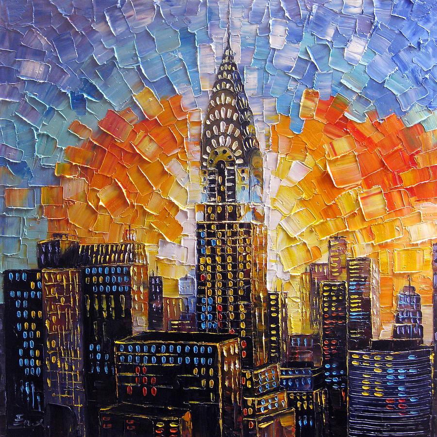 900x900 Chrysler Building New York City Painting By Enxu Zhou - Chrysler Building Art Deco Painting