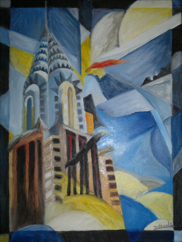 775x1030 White Collar Chrysler Building Oil Painting By Chathurinda - Chrysler Building Painting