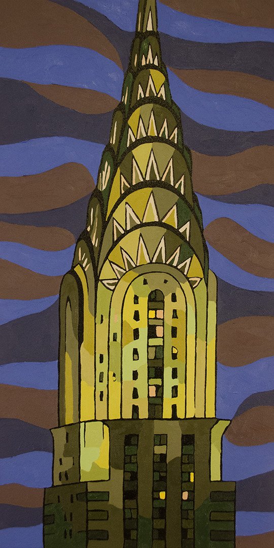 540x1080 Chrysler Building At Night 12w X 24h Paint By Munzy - Chrysler Building Painting