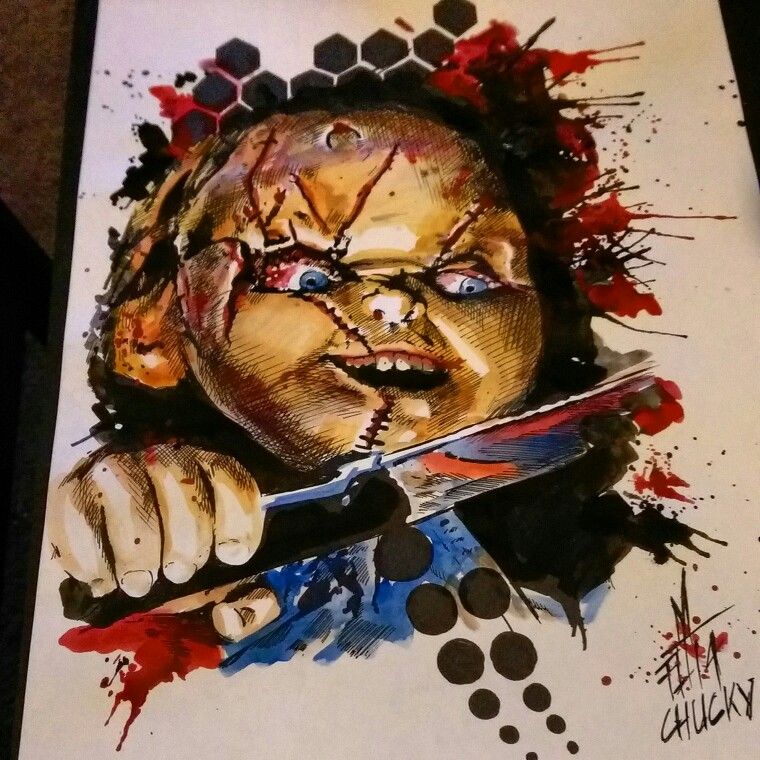 760x760 Chucky Watercolor Paintings Chucky, Watercolor - Chucky Painting