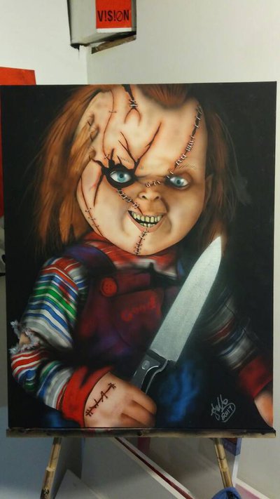 400x711 Chucky Acrylic And Airbrush Painting By Clipse9082 - Chucky Painting