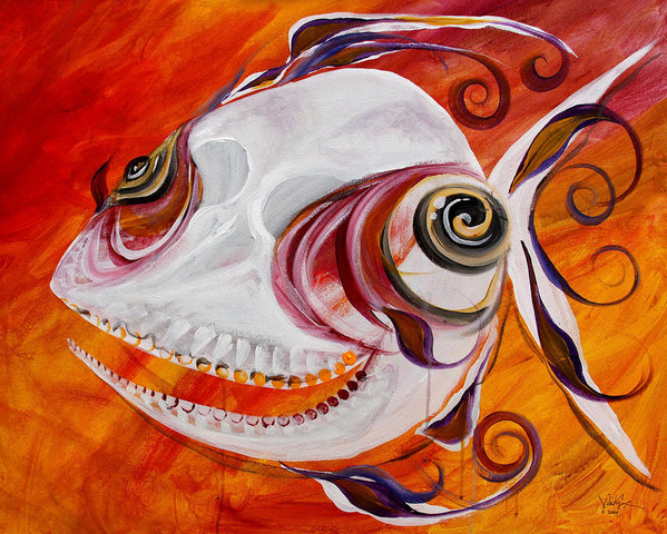 599x480 T.b. Chupacabra Fish Poster By J Vincent Scarpace - Chupacabra Painting