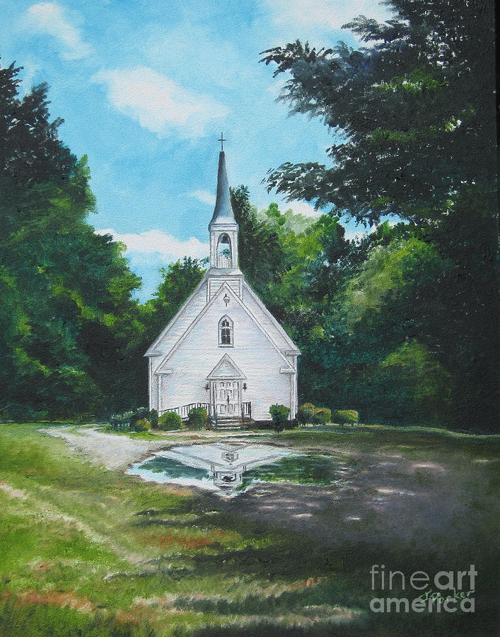 707x900 Country Church Painting By Parker Jim - Church Painting