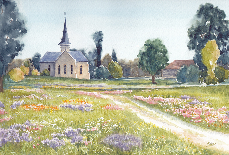 800x544 Country Church - Church Painting