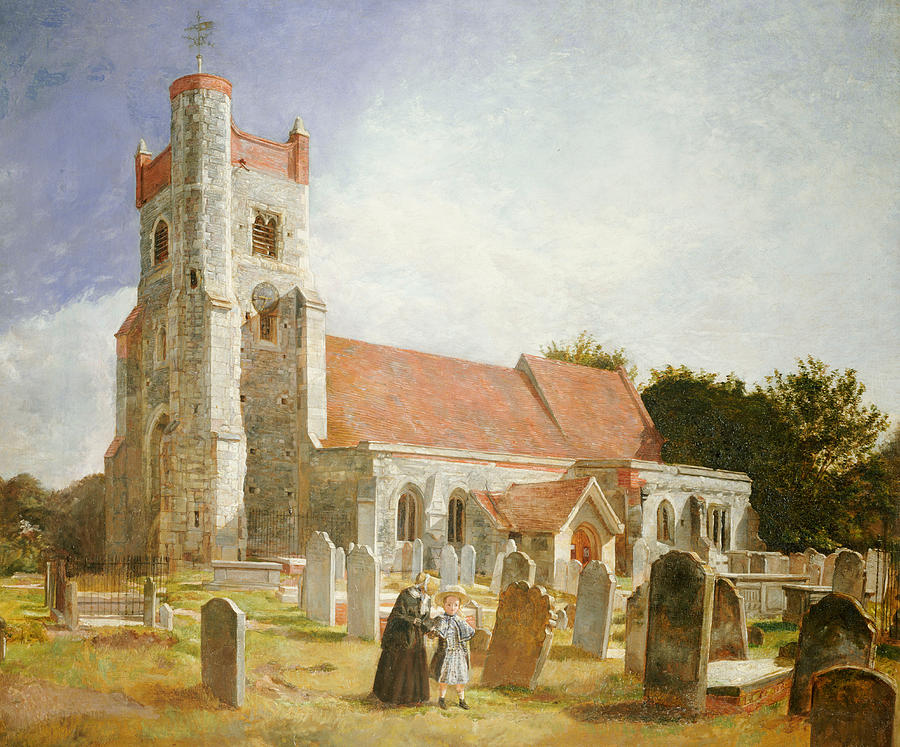 900x747 The Old Church Painting By William Holman Hunt - Church Painting