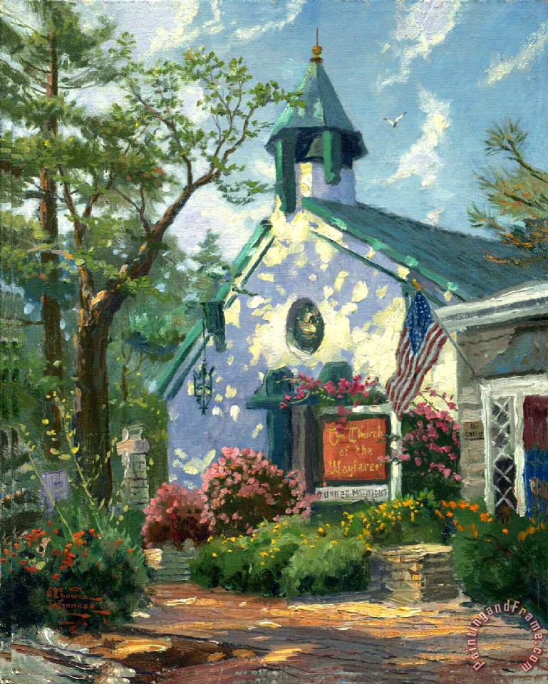 769x960 Thomas Kinkade Church Of The Wayfarer Painting - Church Painting