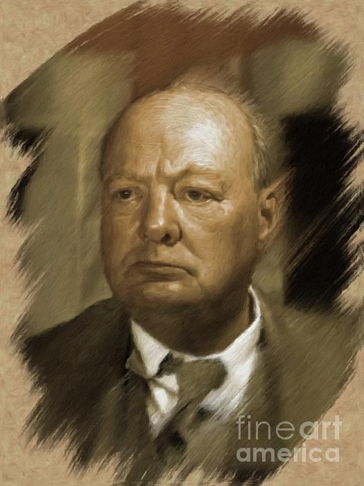 525x700 Winston Churchill Art - Churchill Bulldog Painting