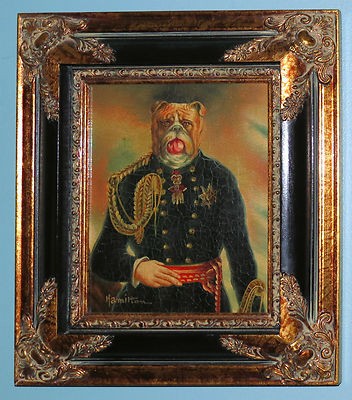 352x400 Winston Churchill Bulldog Signed Oil Painting Classier Than Dogs - Churchill Bulldog Painting