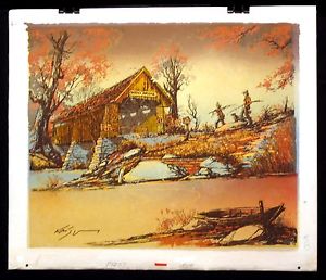300x258 Artist Ef Kaiser Cicero Covered Bridge Original Oil On Canvas - Cicero Painting
