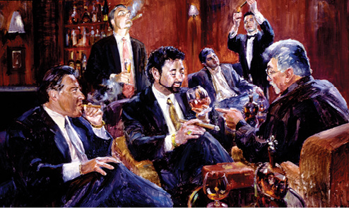 494x294 El Gaucho Cigar Room Painting - Cigar Bar Painting