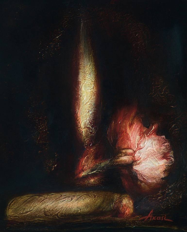 770x956 Saatchi Art Still Life With A Cigar Painting By Olga Akasi - Cigar Painting