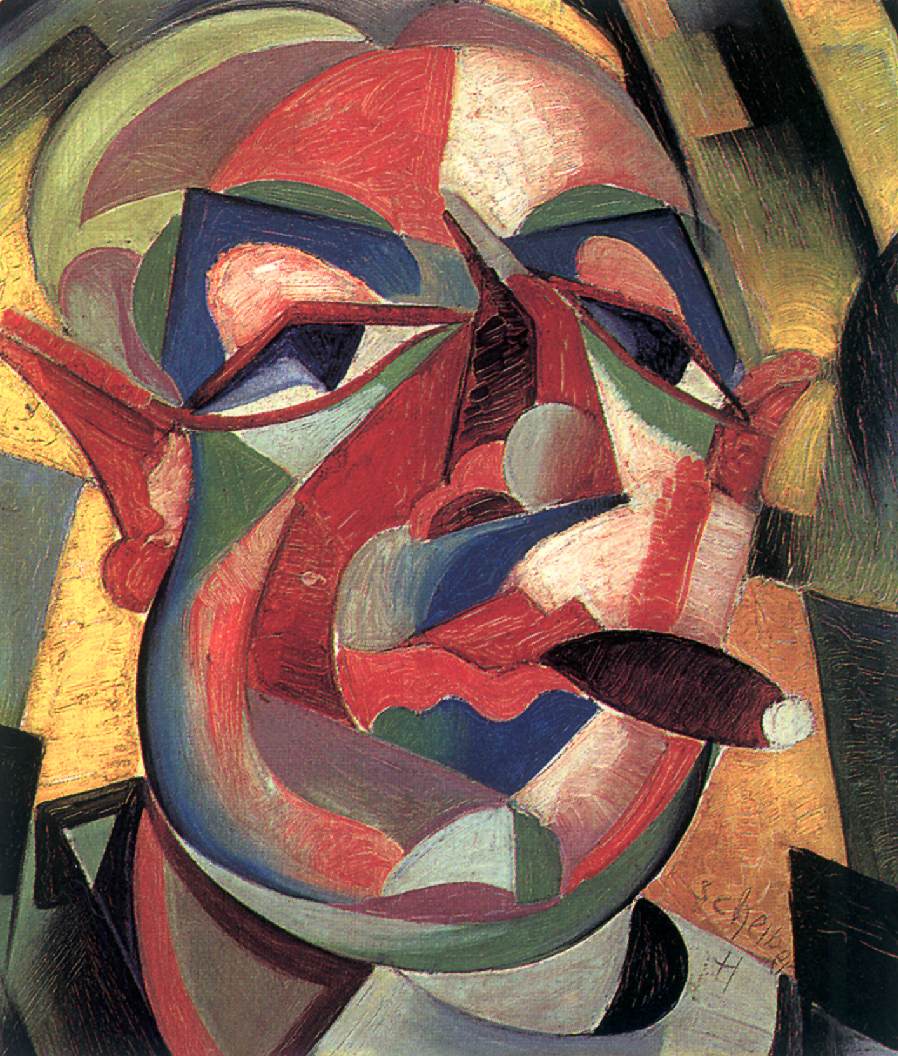 898x1056 Self Portrait With Cigar C 1925 Painting Hugo Scheiber Oil Paintings - Cigar Painting