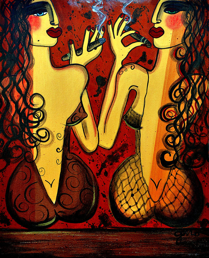 731x900 Cigar Lounge Painting By Helen Gerro - Cigar Painting