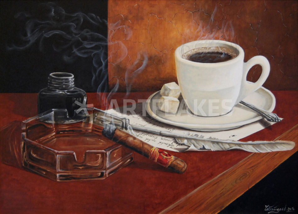 950x683 Cofee And Cigar Painting Art Prints And Posters By Alexander - Cigar Painting