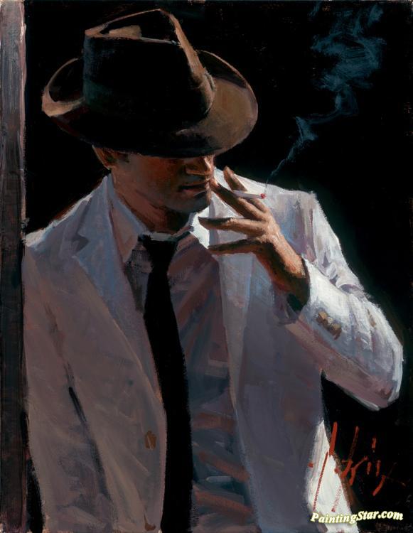 581x750 Marcus With Hat And Cigarette Artwork By Fabian Perez Oil Painting - Cigarette Painting