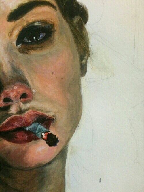 500x667 Art, Girl, And Cigarette Image Draw Me Like One Of Your French - Cigarette Painting