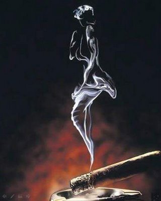 320x400 Lady In The Smoke Illusion - Cigarette Smoke Painting