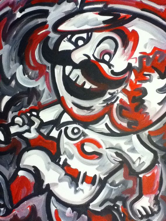 570x760 Cincinnati Reds Painting By Justin Patten Sports Art Baseball - Cincinnati Reds Painting